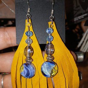 Leather glass earrings